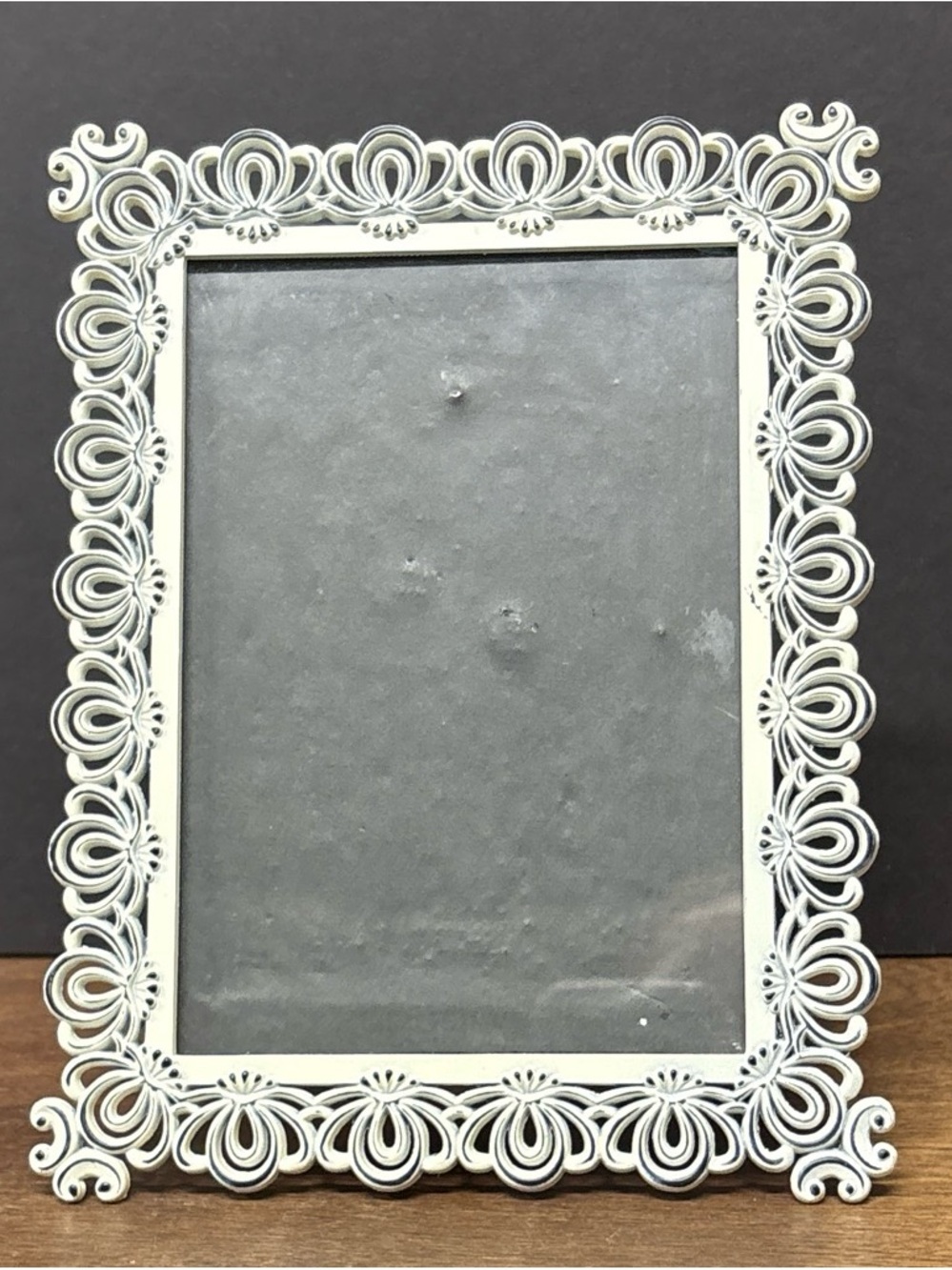 Ornate White Metal Decorative Photo Frame - Classic Home Accent